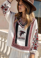 Atlanta Falcons Floral Printed V-Neck Long Sleeve Shirt