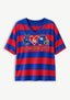 Women's Peace Love New York Giants Football Striped V Neck T-Shirt