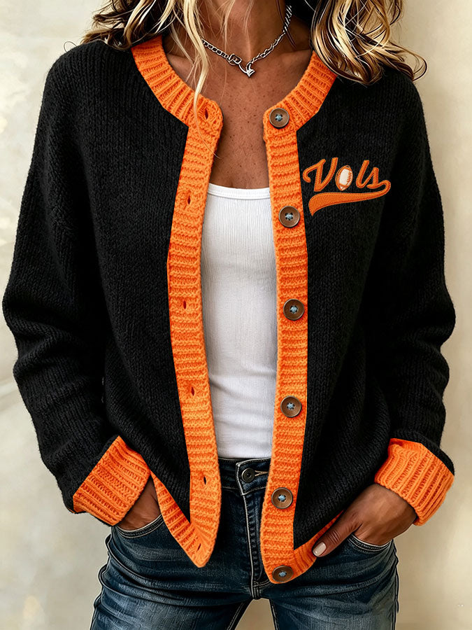 Women'S Casual Football Plant Knitted Cardigan Top Secondary image