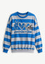 Women's Peace Love Detroit Lions Striped Crewneck Sweatshirt
