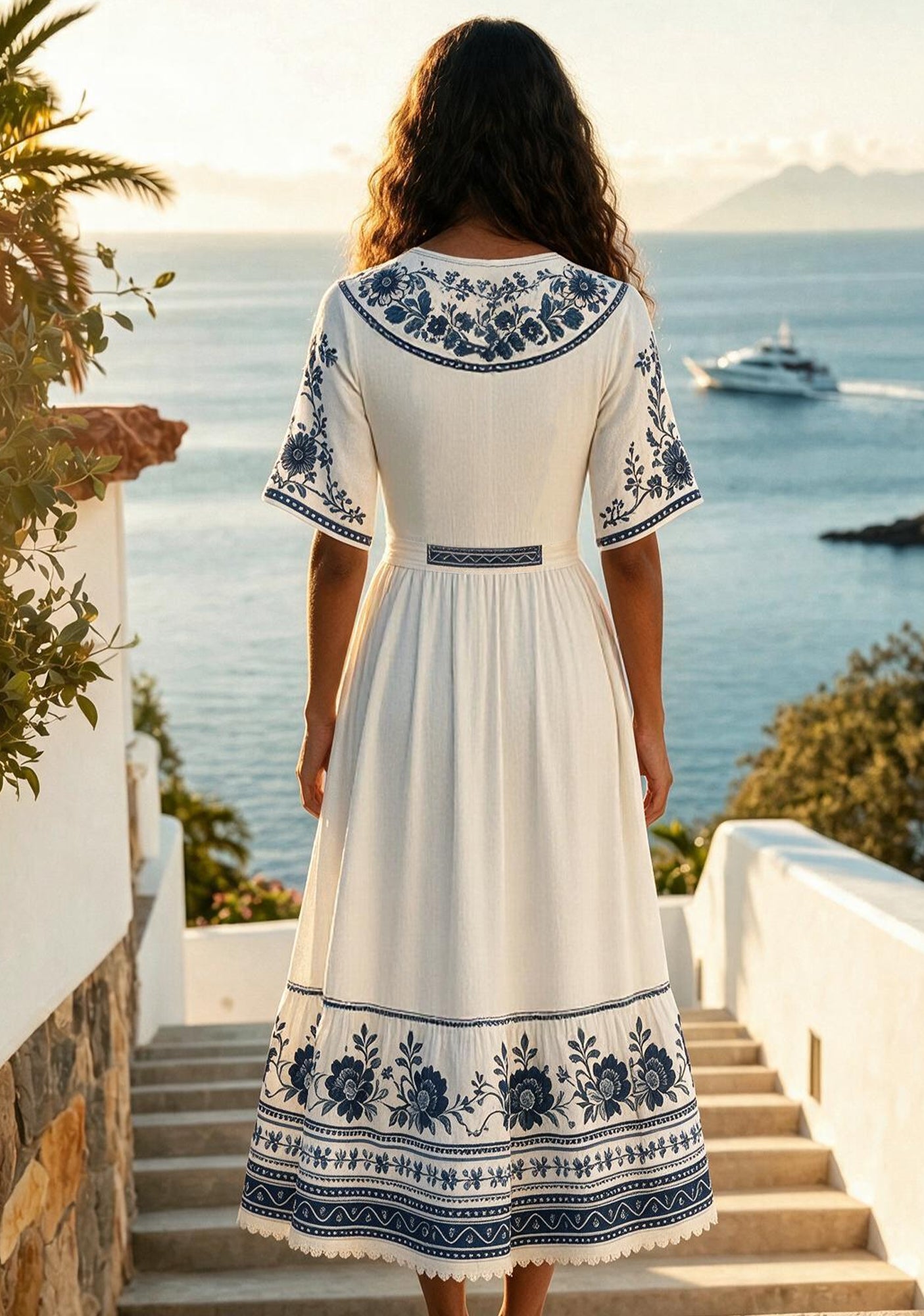 Detroit Lions Boho Blue Floral Panel Maxi Dress Secondary image