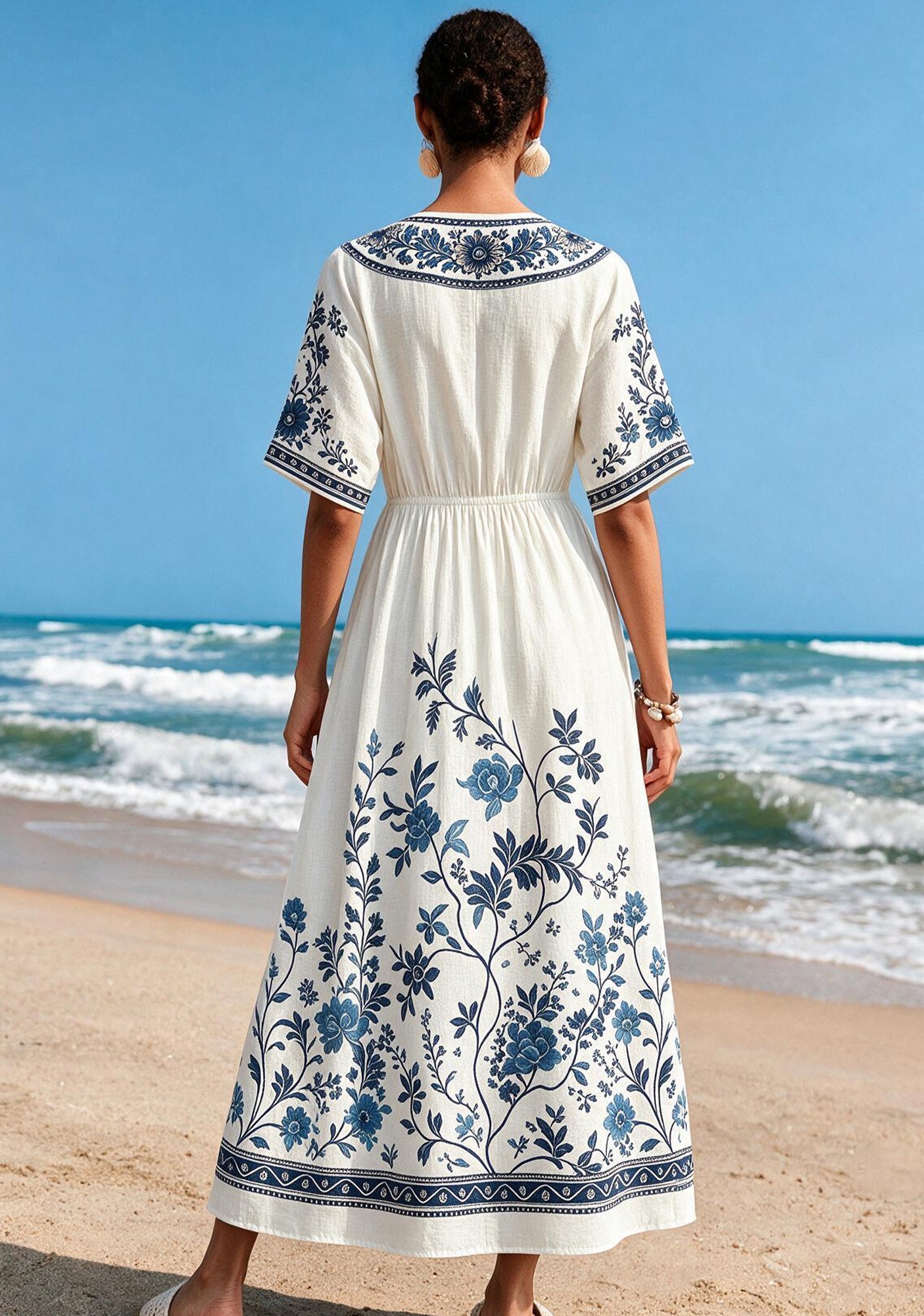 Detroit Lions Boho Blue Vine Floral Maxi Dress Secondary image