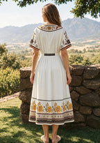 Steelers Boho Sunflower Floral Panel Maxi Dress