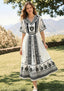 Las Vegas Raiders Boho Folk Floral Maxi Dress