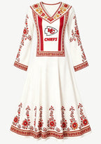 49ers Ethnic Floral Style Game‑Day Midi Dress