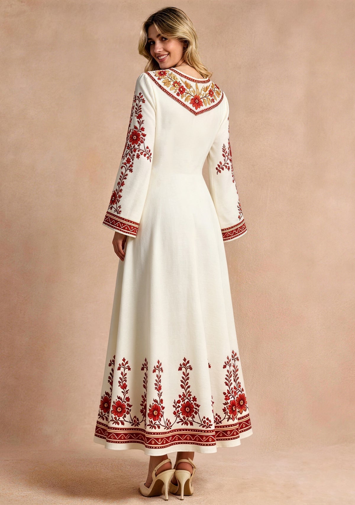 49ers Ethnic Floral Style Game‑Day Midi Dress