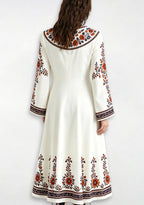 Denver Broncos Bohemian Floral Border Game‑Day Midi Dress