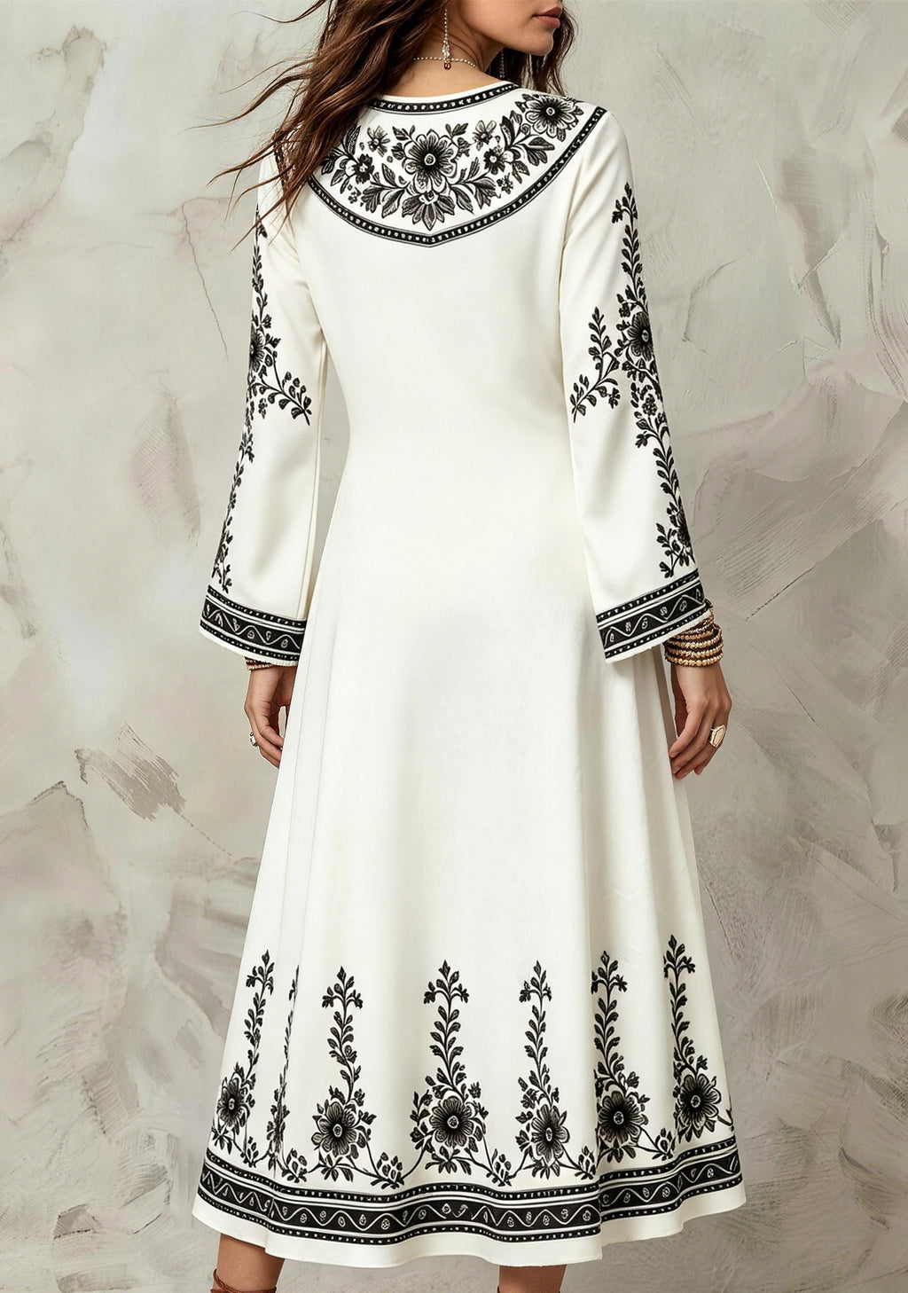 Las Vegas Raiders Bohemian Floral Border Game‑Day Midi Dress