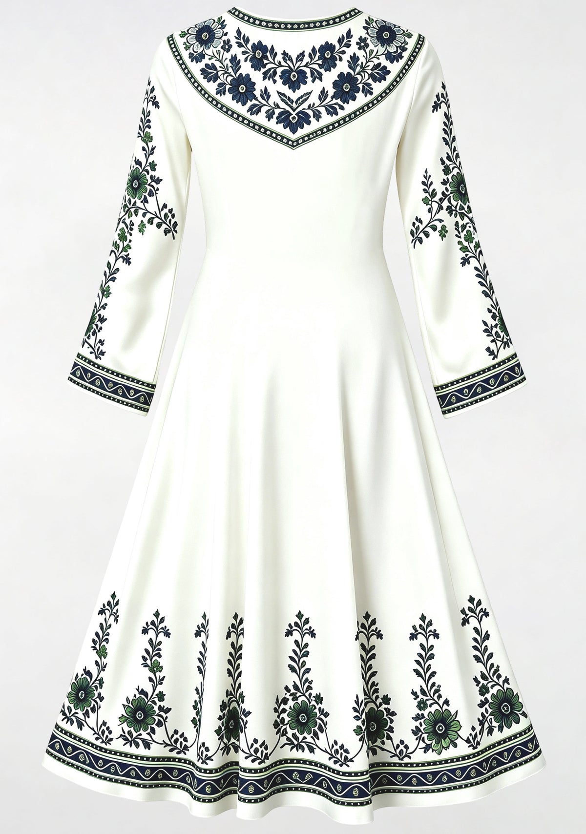 Seattle Seahawks Ethnic Green Floral Game‑Day Midi Dress