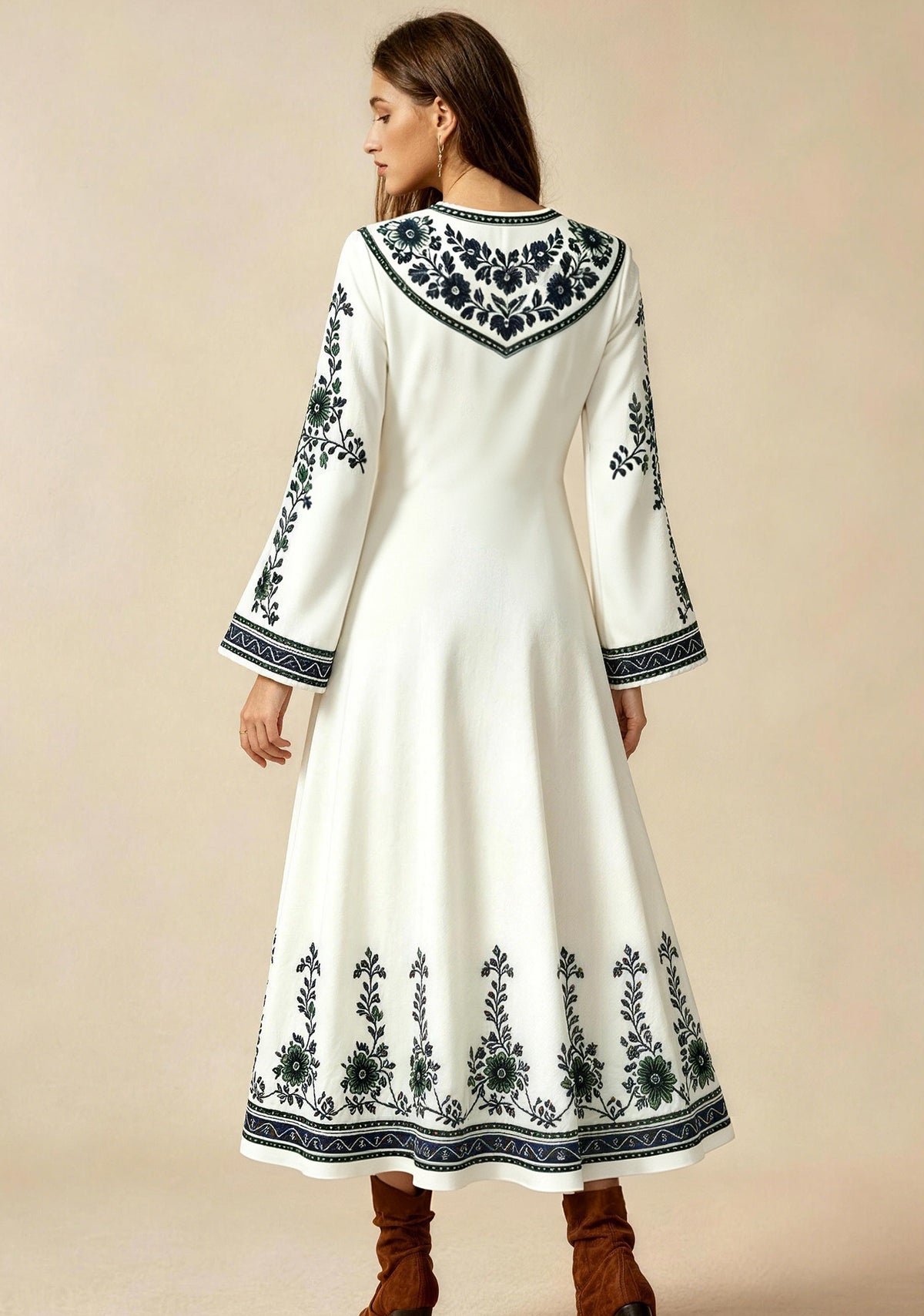 Seattle Seahawks Ethnic Green Floral Game‑Day Midi Dress