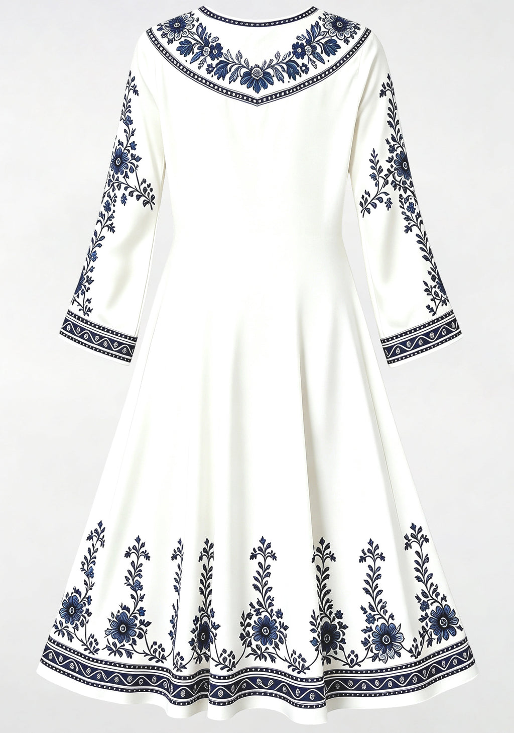 Dallas Cowboys Blue Ethnic Floral Ornate Game‑Day Midi Dress