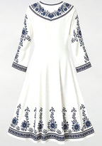 Dallas Cowboys Blue Ethnic Floral Ornate Game‑Day Midi Dress