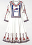 Buffalo Bills Red Ethnic Floral Border Game‑Day Midi Dress