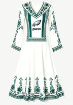 Philadelphia Eagles Green Ethnic Floral Border Game‑Day Midi Dress