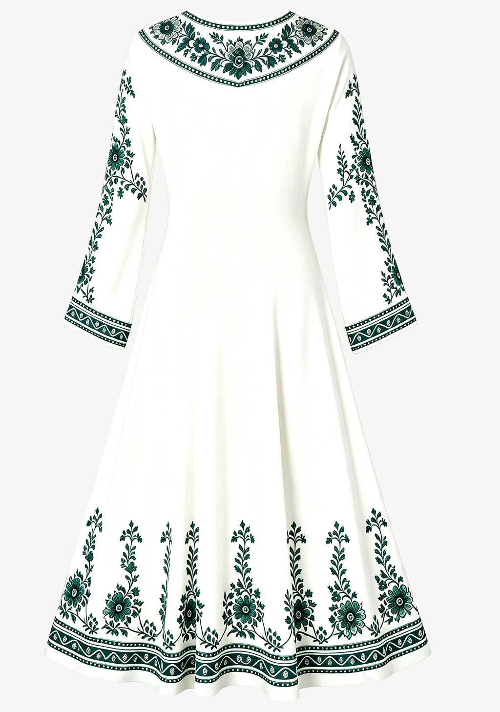 Philadelphia Eagles Green Ethnic Floral Border Game‑Day Midi Dress