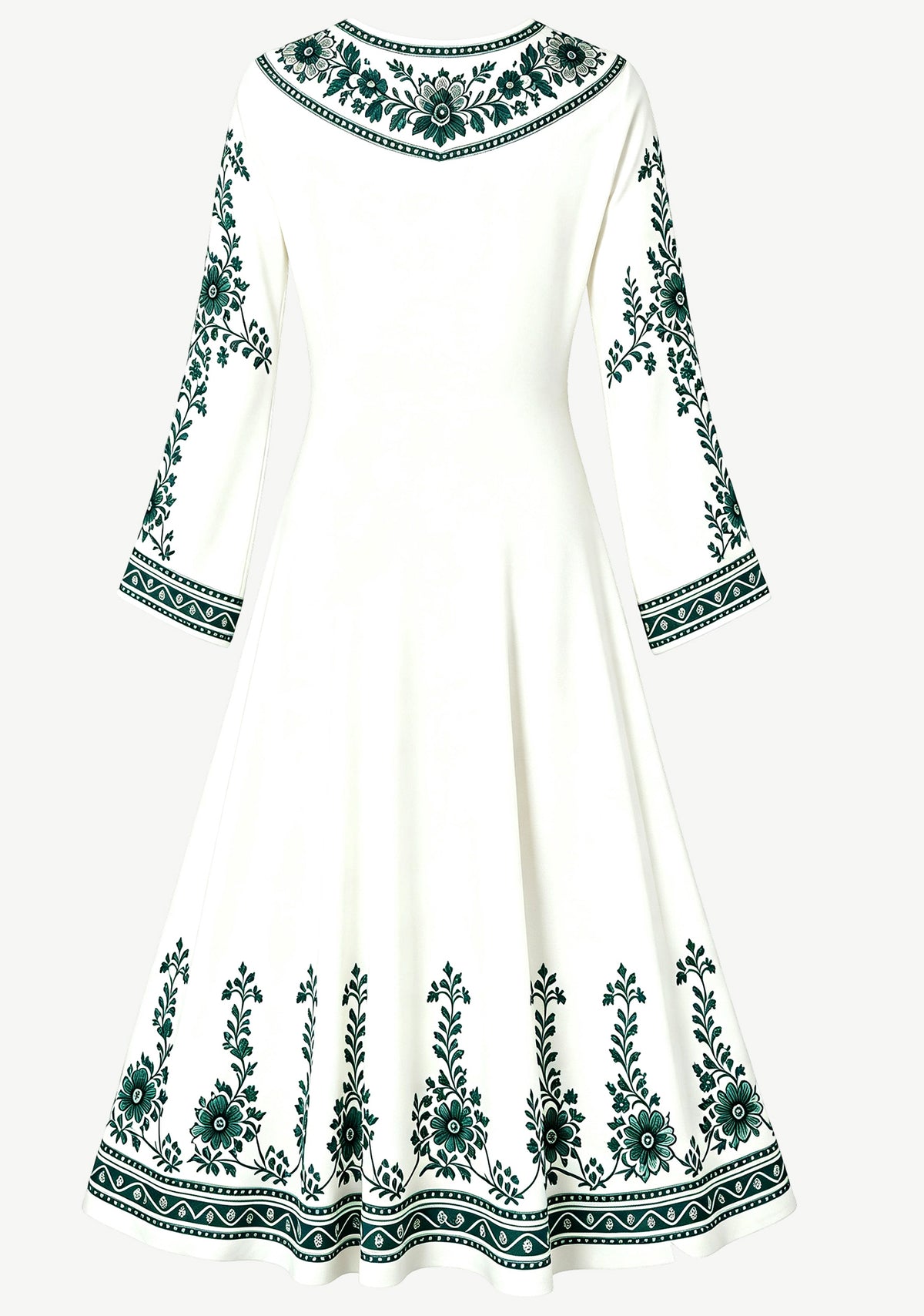 Philadelphia Eagles Green Ethnic Floral Border Game‑Day Midi Dress