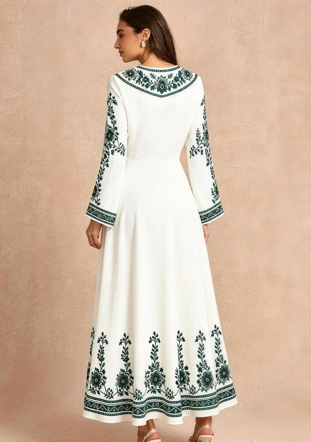 Philadelphia Eagles Green Ethnic Floral Border Game‑Day Midi Dress