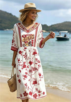 San Francisco 49ers Boho Floral Beach Maxi Dress