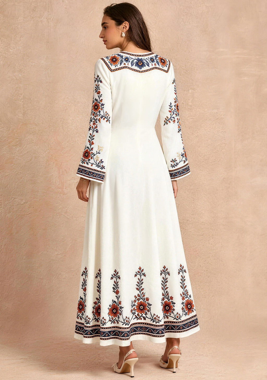 Chicago Bears Floral Ornate Print Game‑Day Midi Dress