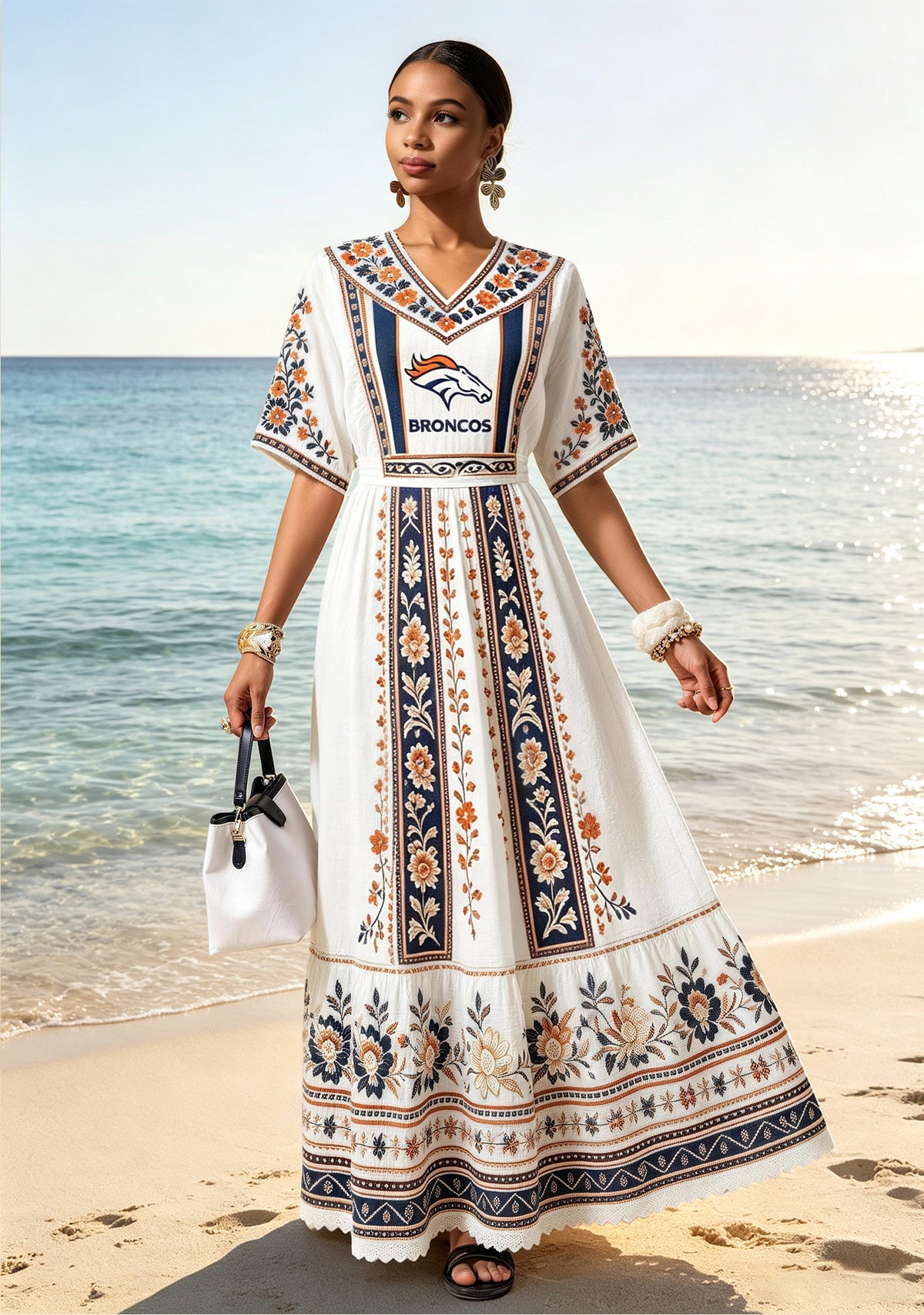 Denver Broncos Boho Floral Maxi Dress Main image