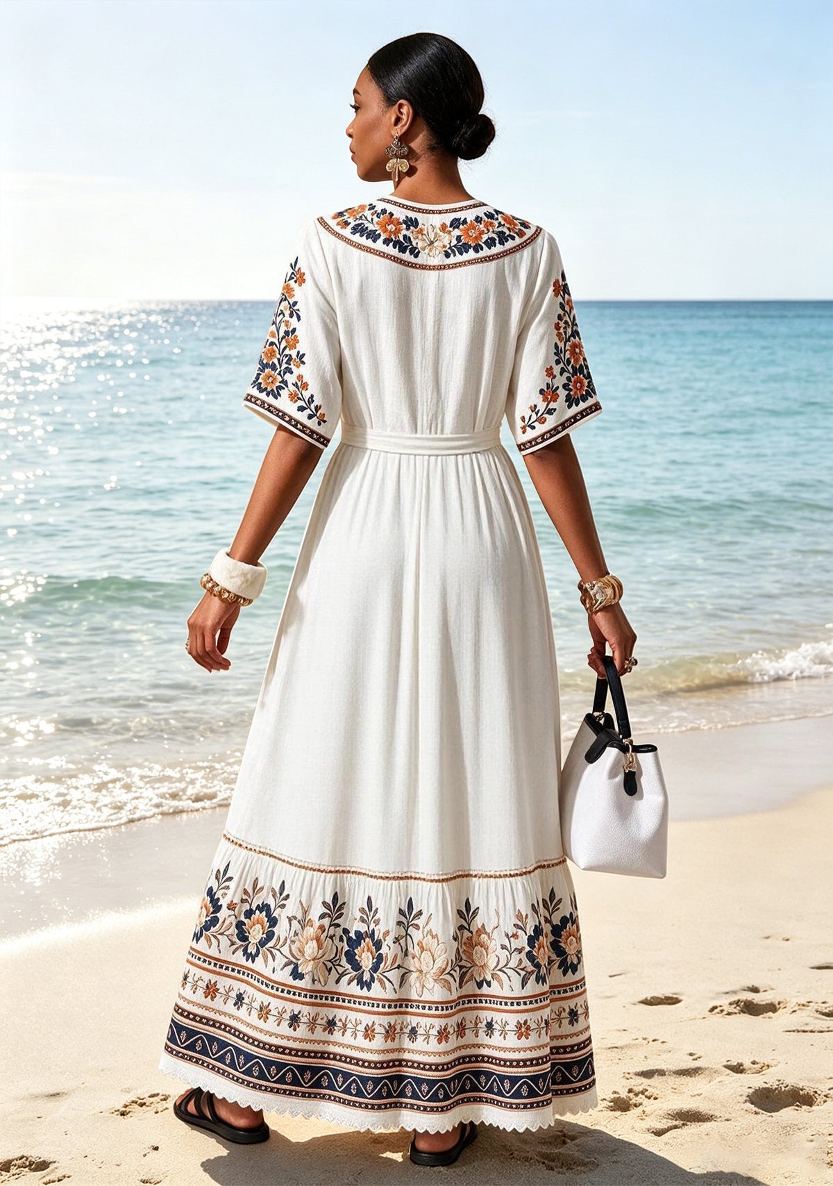 Denver Broncos Boho Floral Maxi Dress