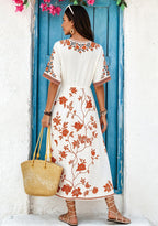 Denver Broncos Boho Orange Floral Maxi Dress
