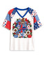 Women's Buffalo Bills Patchwork Sleeve V-Neck Raglan T-Shirt