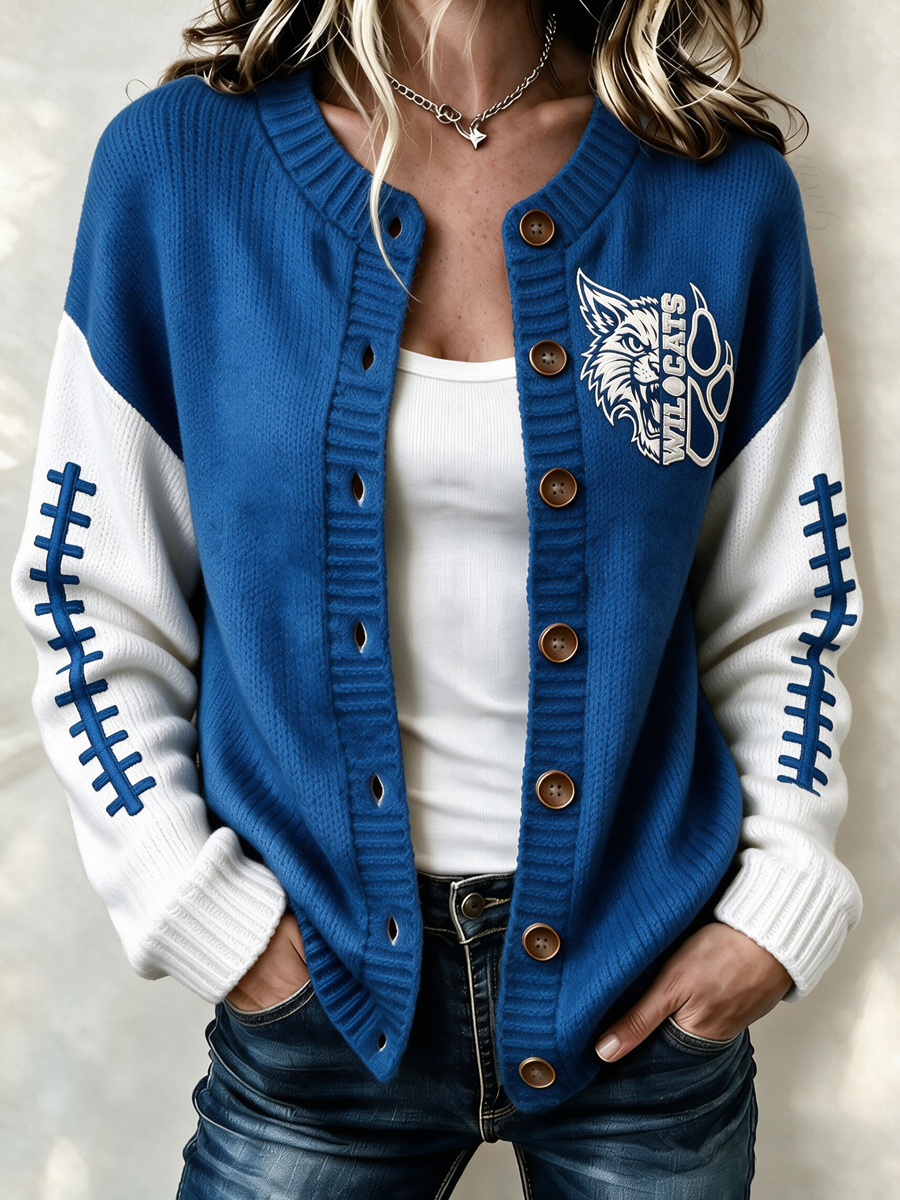 Women'S Casual Football Knitted Cardigan Top