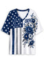Women's Indianapolis Colts American Flag Floral V-Neck T-Shirt