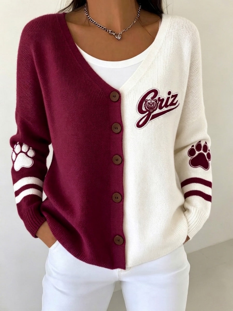 Women's Football Print Knitted Cardigan Main image