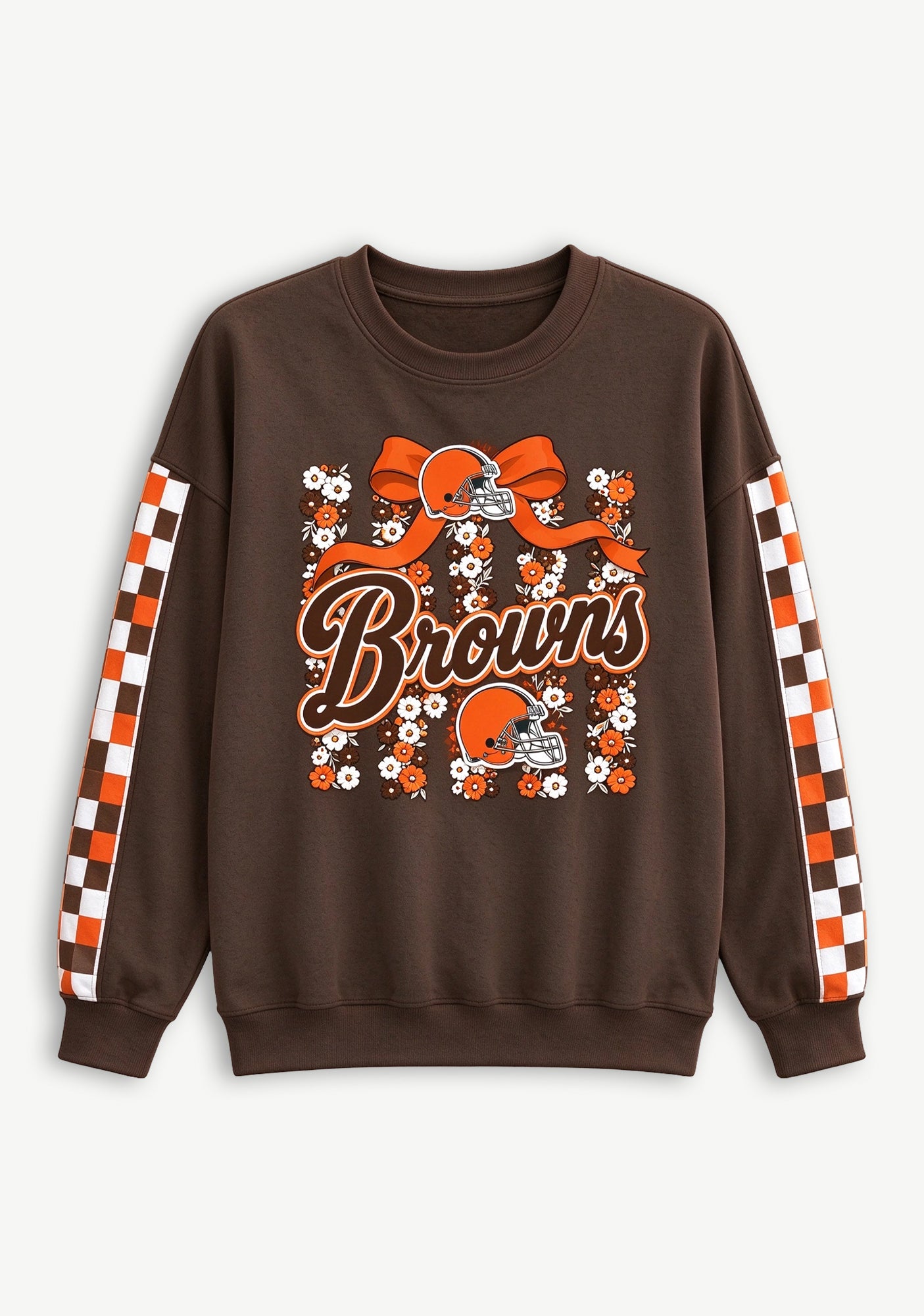 Women's Cleveland Browns Floral Bow Crewneck Sweatshirt Secondary image