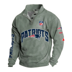 New England Patriots Custom Button Mock Neck Sweatshirt