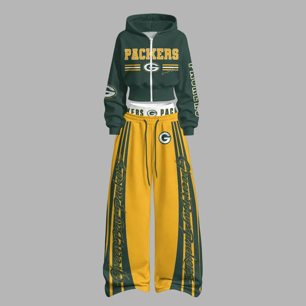 Green Bay Packers Zip-up hooded jacket and elastic-waist pants set | NFL