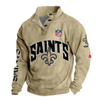 New Orleans Saints Custom Button Mock Neck Sweatshirt