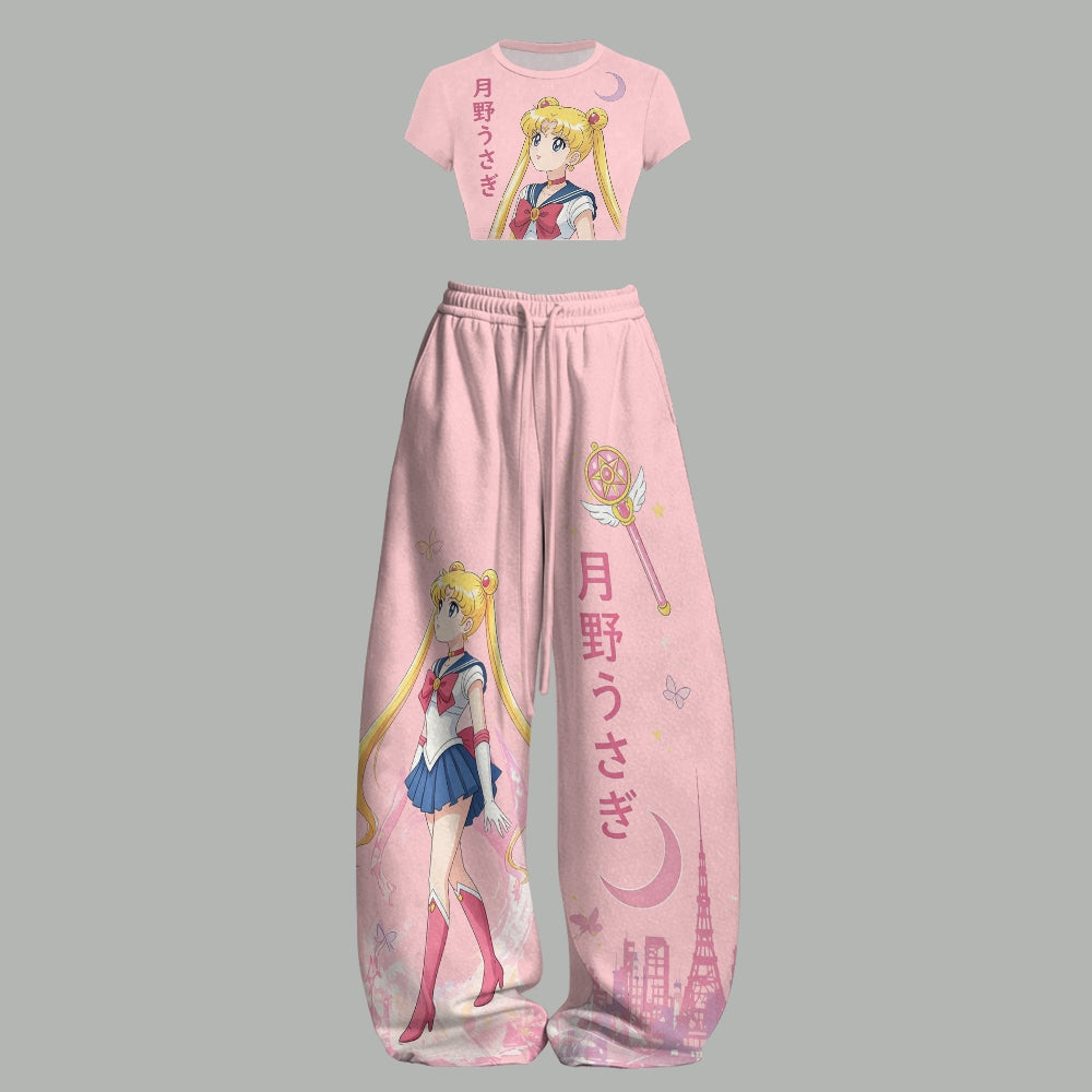 Sailor Moon Women T-Shirt  & Elasticated Trousers Two-Piece Set
