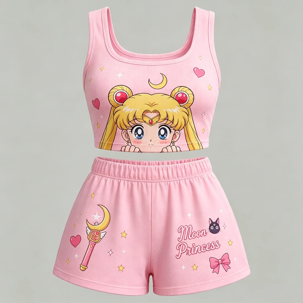 Animescollection Sailor Moon Vest and shorts Two-Piece Set