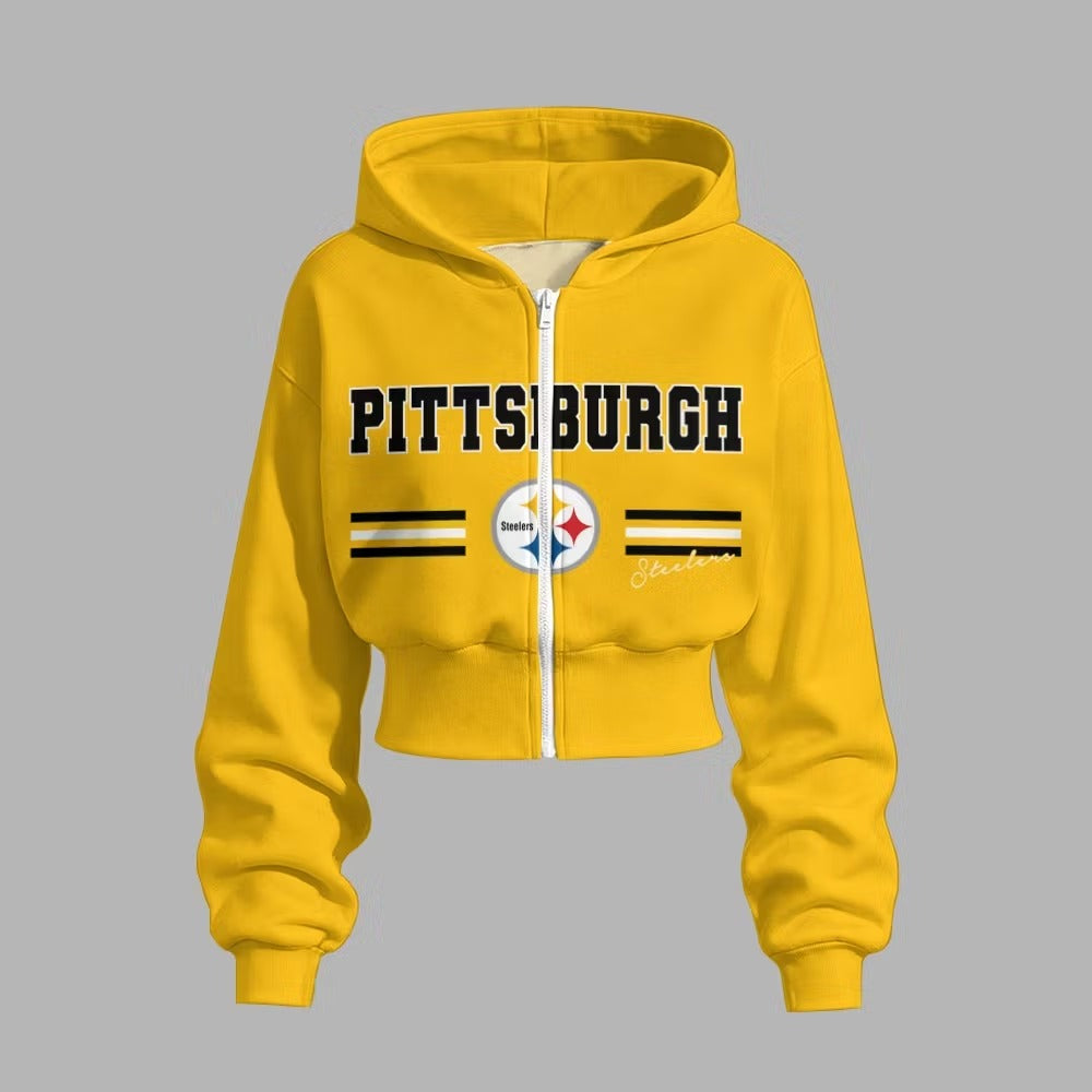 Pittsburgh Steelers Zip-up hooded jacket and elastic-waist pants set