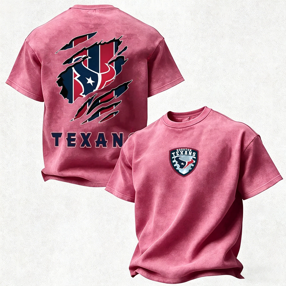 Houston Texans Printed Unisex 100% Pure Cotton Washed T-Shirt