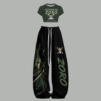 Women T-Shirt  & Elasticated Trousers Two-Piece Set 2605009666
