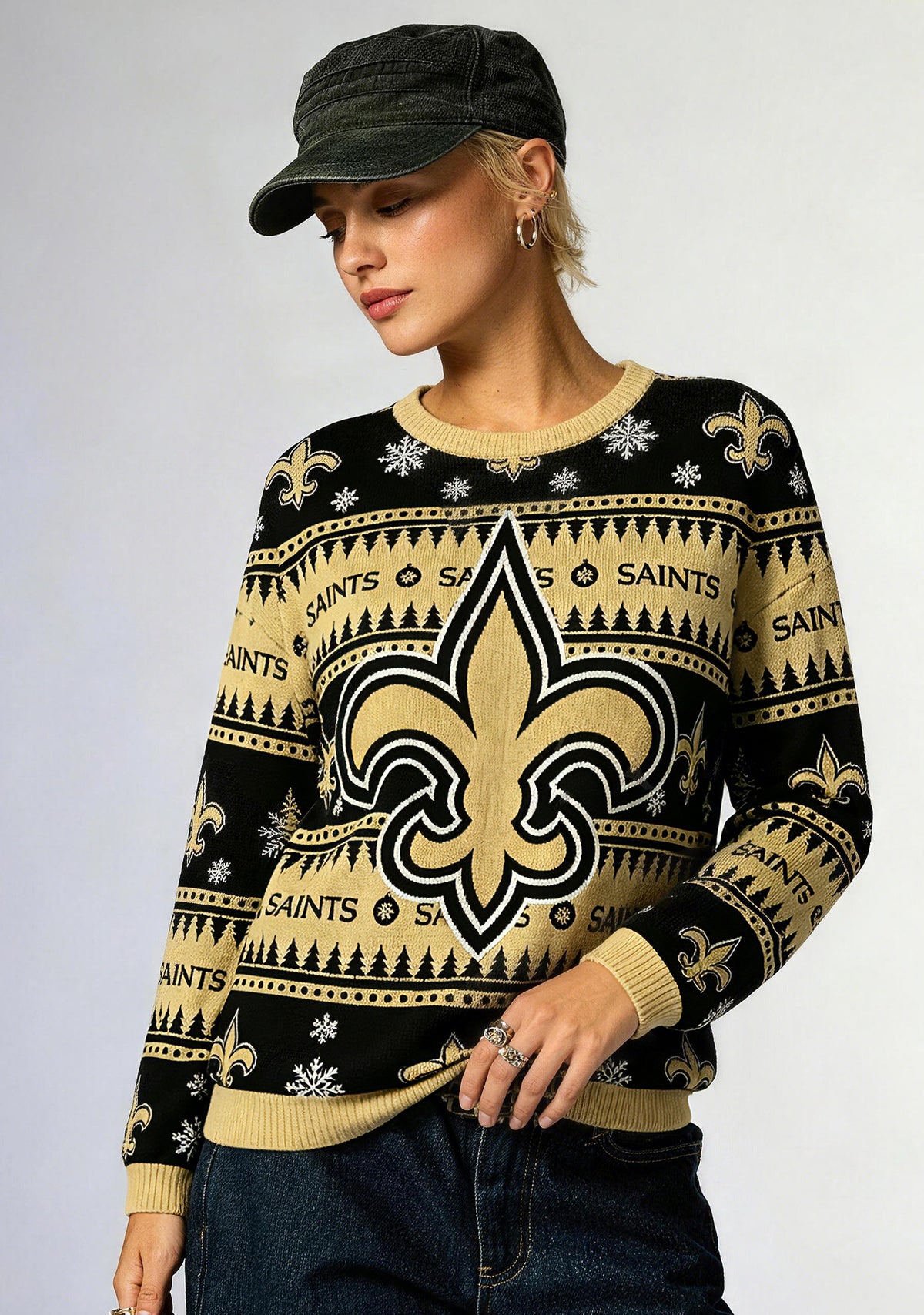 New Orleans Saints Skull Ugly Christmas Football Fan Sweatshirt