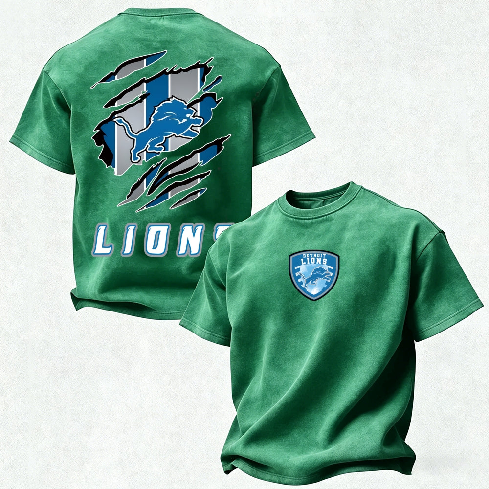 Detroit Lions Printed Unisex 100% Pure Cotton Washed T-Shirt