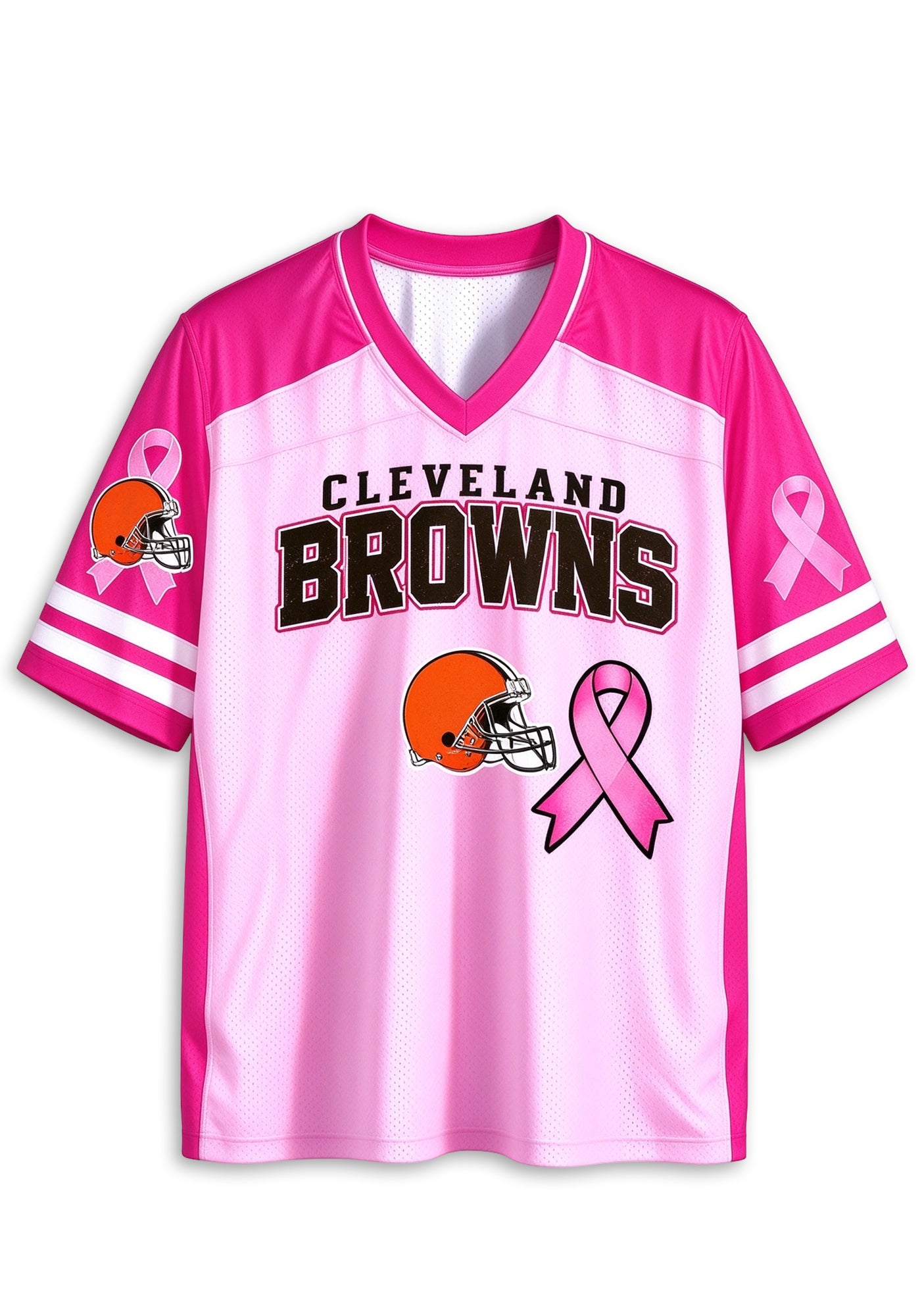 Women Cleveland Browns Breast Cancer Awareness Pink Ribbon Mesh Jersey Secondary image