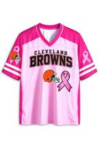 Women Cleveland Browns Breast Cancer Awareness Pink Ribbon Mesh Jersey