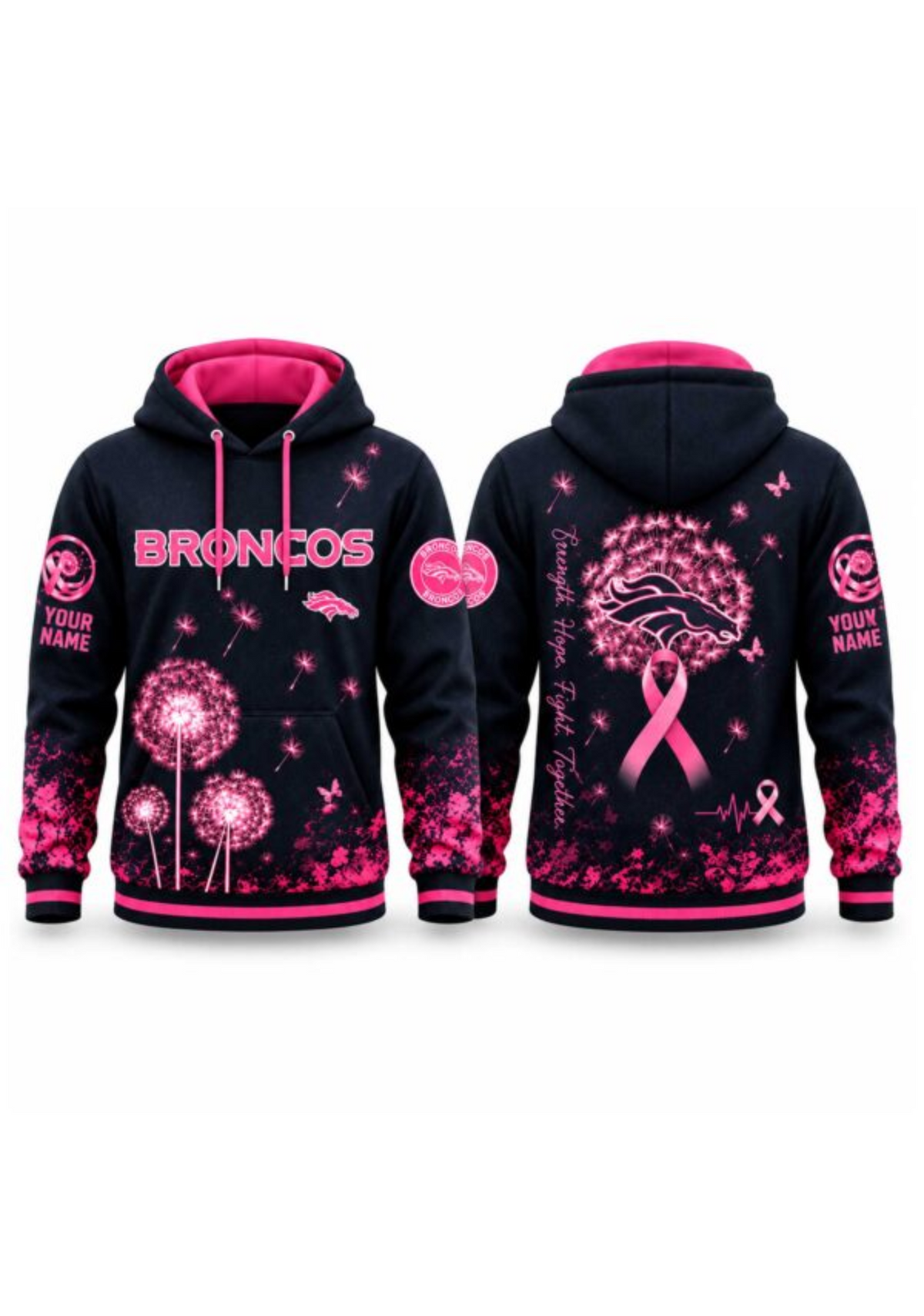 Denver Broncos Breast Cancer Awareness Dandelion Hoodie Main image