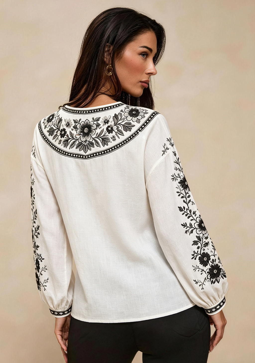 Women's Las Vegas Raiders Boho Floral Printed V-Neck Long Sleeve Shirt