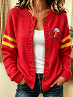 Women'S Casual Football Plant Knitted Cardigan Top