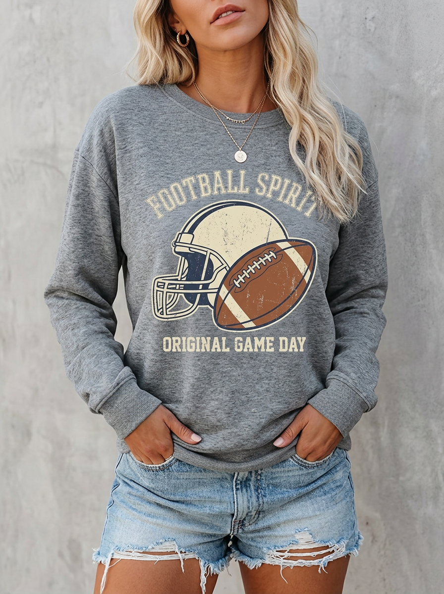 Women's Football Spirit Helmet Ball Printed Sweatshirt