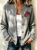 Women's Football Fans Printed Knitted Cardigan Top