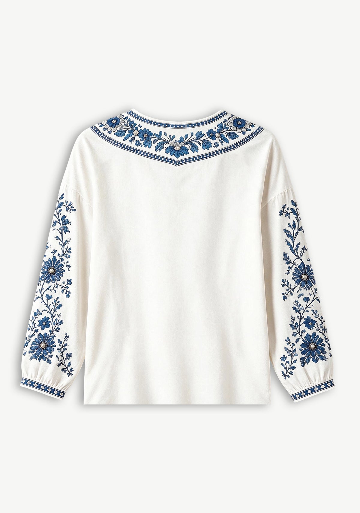 Women's Detroit Lions Boho Floral Printed V-Neck Long Sleeve Shirt