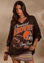 Women Cleveland Browns Dawg Pound Graphic Long Sleeve Game Day Shirt